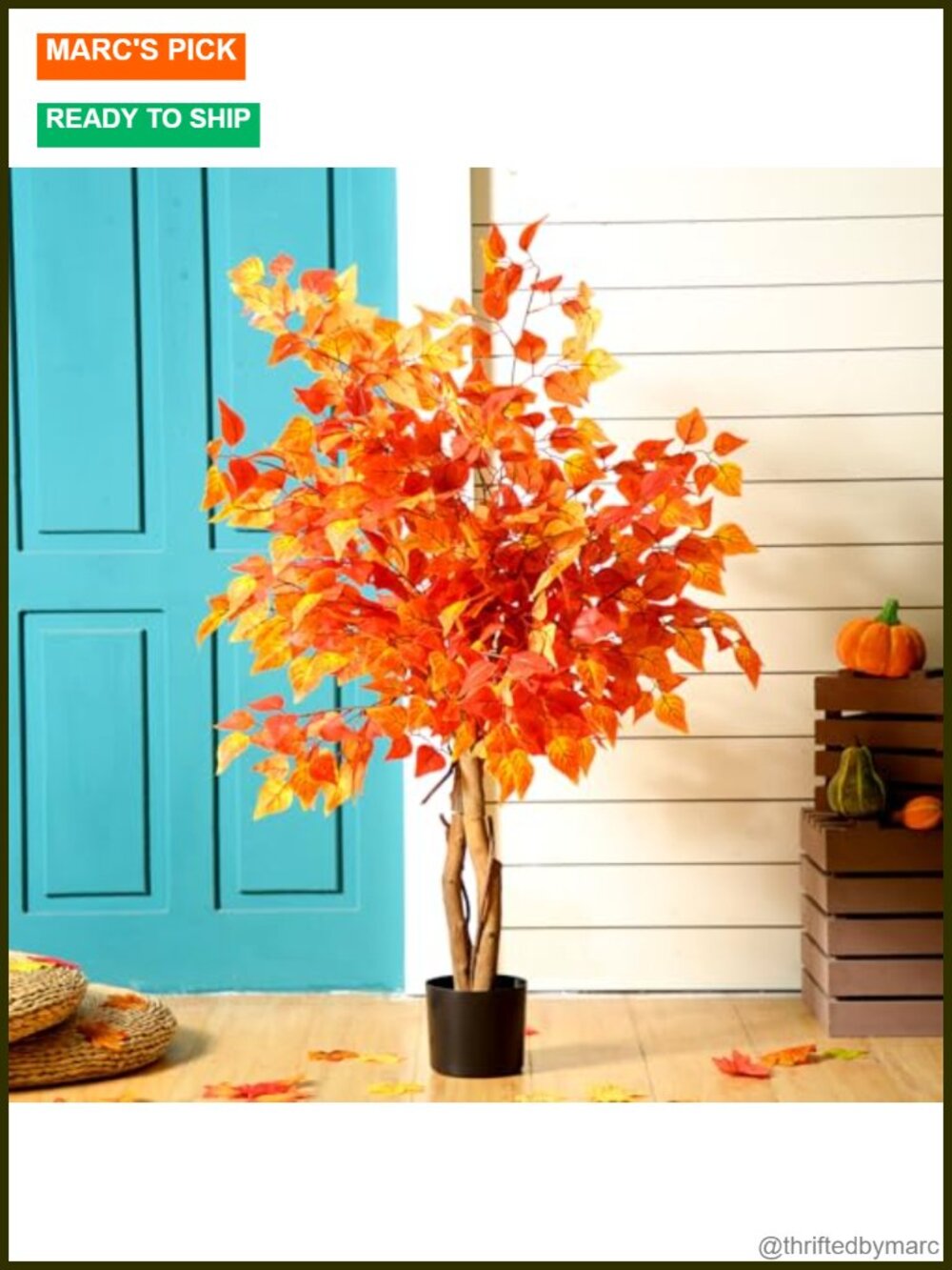 Artificial Fall Tree 48 Inch Eucalyptus Silk Leaves Autumn Home Decor